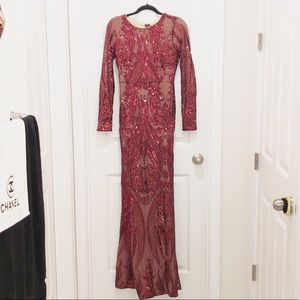 Burgundy sequin long dress